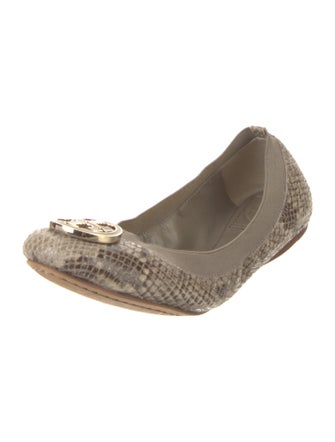 Tory Burch Leather Animal Print Ballet Flats