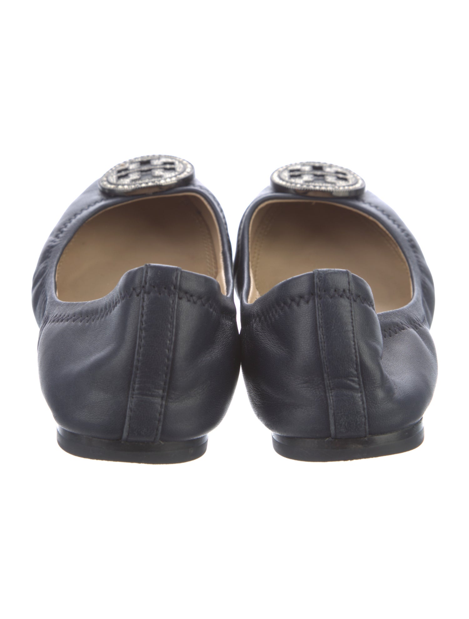 Tory Burch Leather Crystal Embellishments Ballet Flats