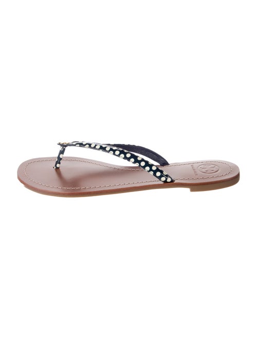 Tory Burch Patent Leather Polka Dot Print Flip Flops