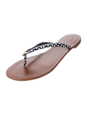 Tory Burch Patent Leather Polka Dot Print Flip Flops