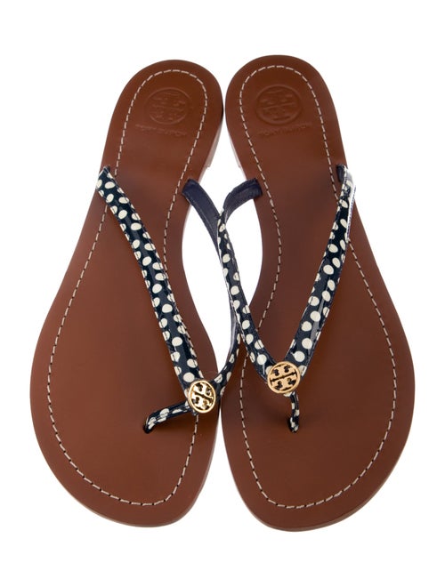 Tory Burch Patent Leather Polka Dot Print Flip Flops