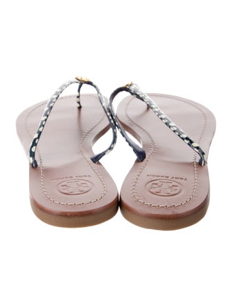 Tory Burch Patent Leather Polka Dot Print Flip Flops