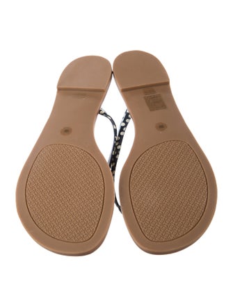 Tory Burch Patent Leather Polka Dot Print Flip Flops