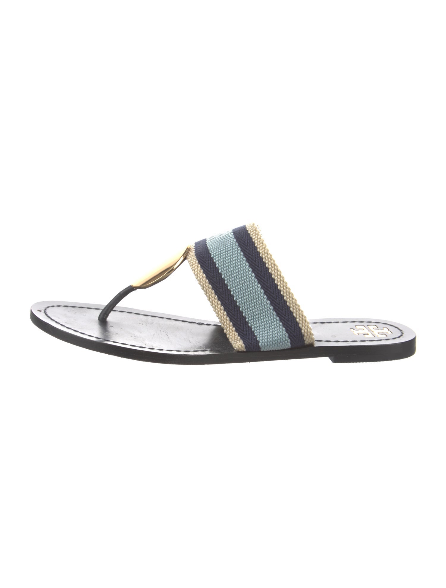 Tory Burch Colorblock Pattern Grosgrain Trim Slides