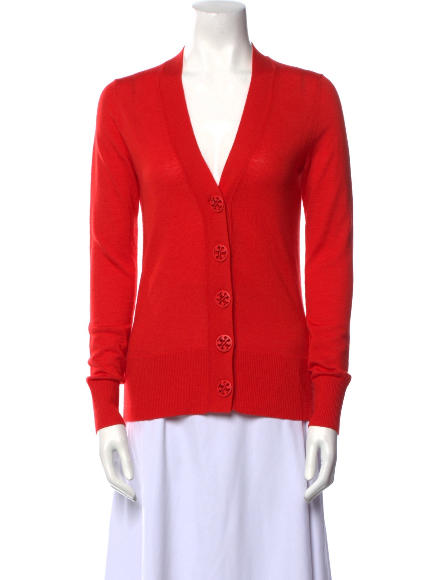 Tory Burch Merino Wool Plunge Neckline Sweater