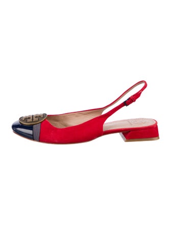 Tory Burch Suede Animal Print Slingback Flats