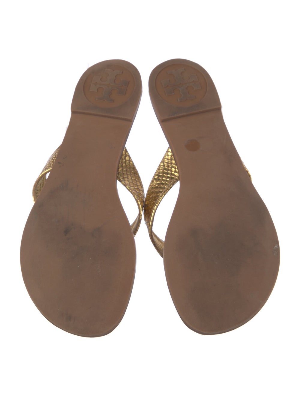 Tory Burch Leather Slides Neutrals Printed - image 5