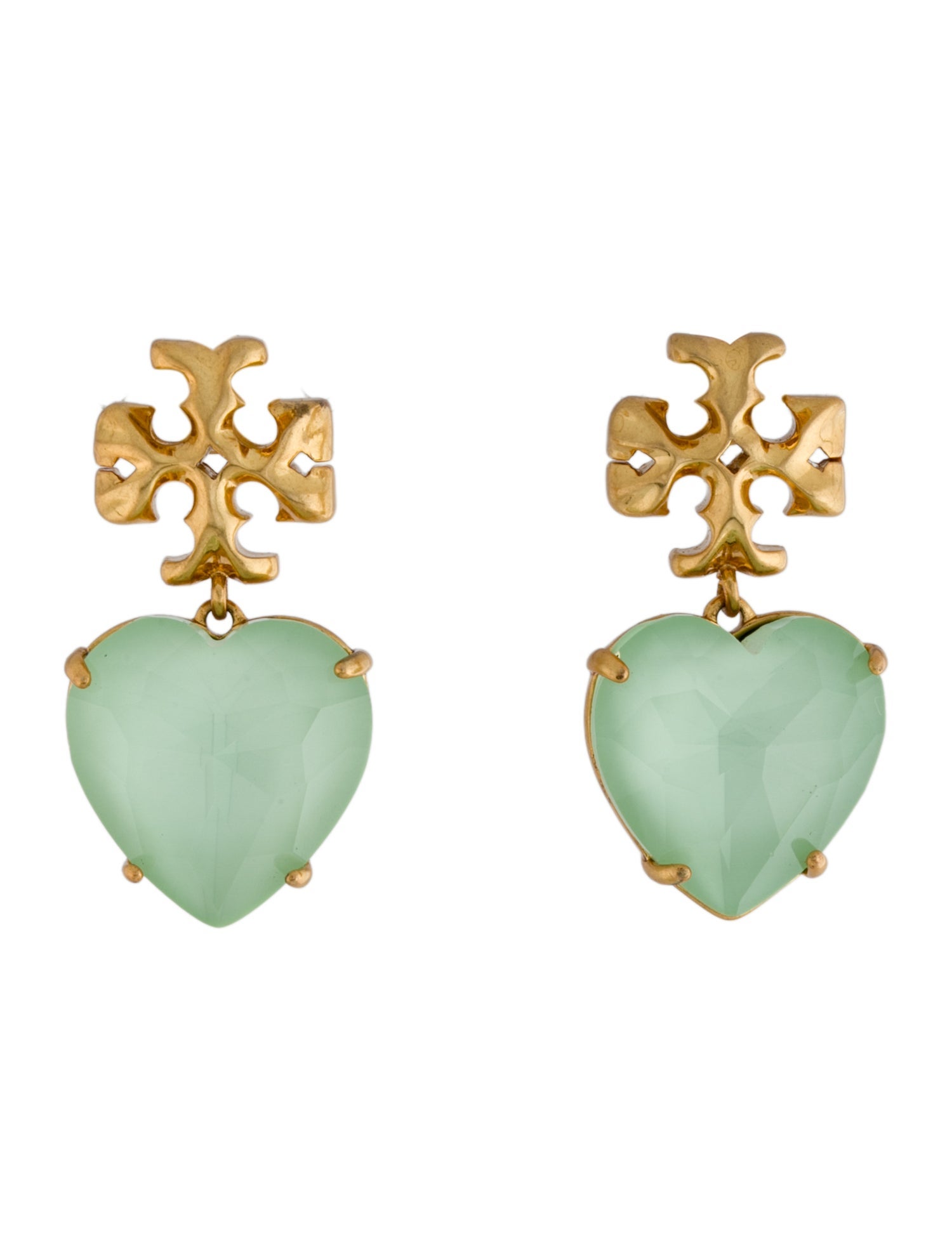 Tory Burch Crystal Carved Kira Heart Earrings