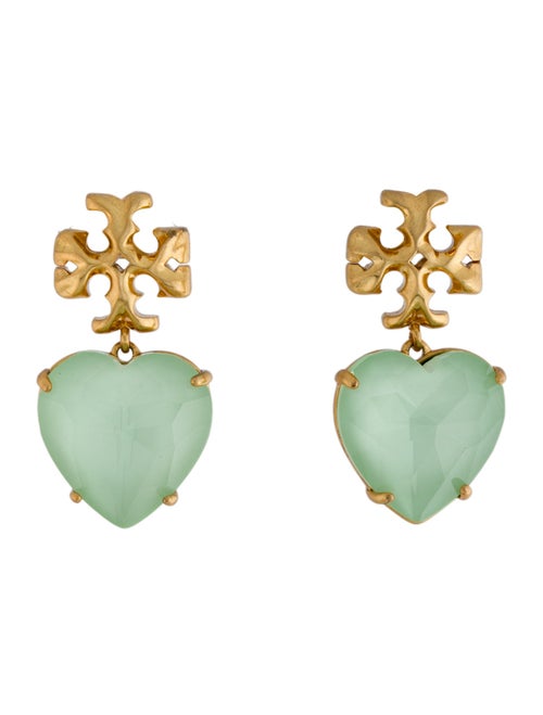 Tory Burch Crystal Carved Kira Heart Earrings