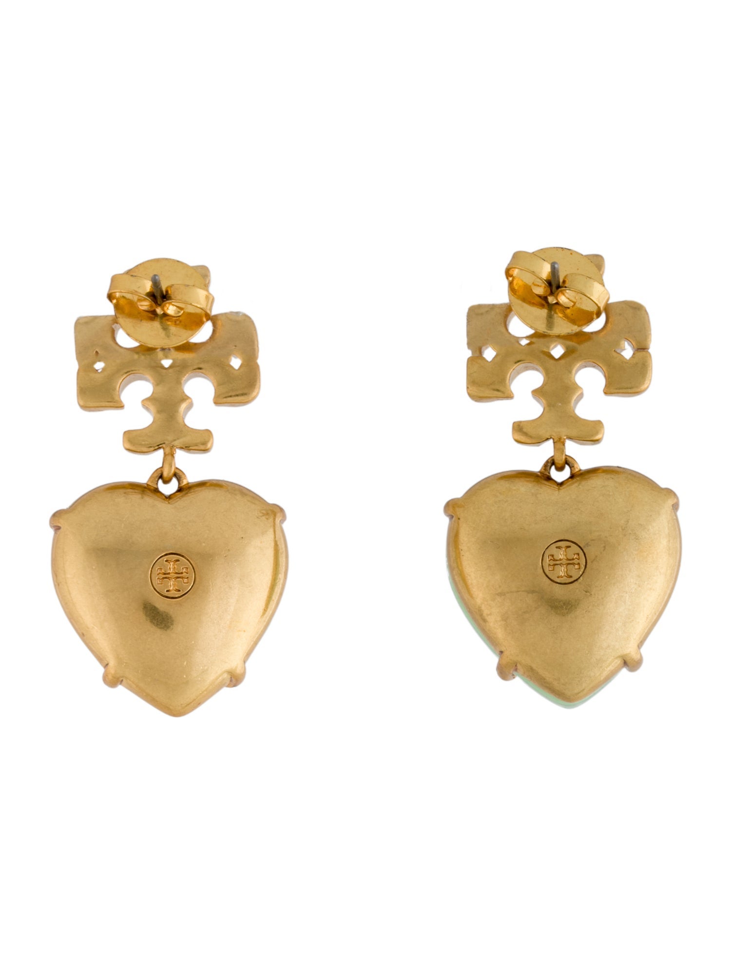 Tory Burch Crystal Carved Kira Heart Earrings