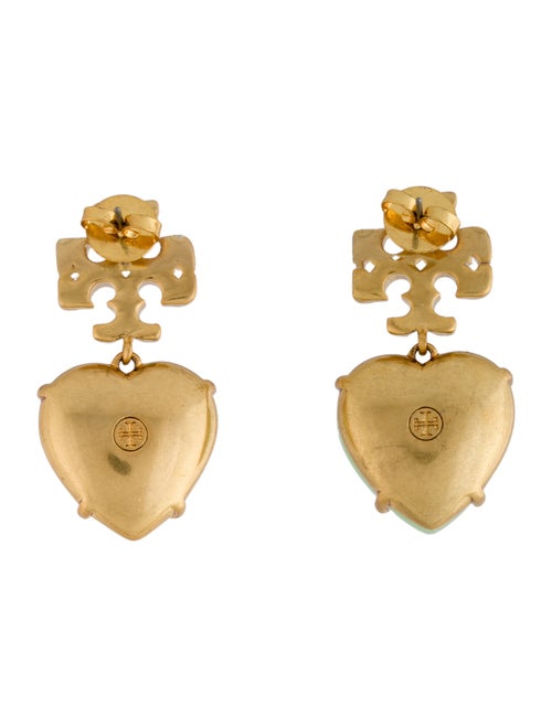 Tory Burch Crystal Carved Kira Heart Earrings
