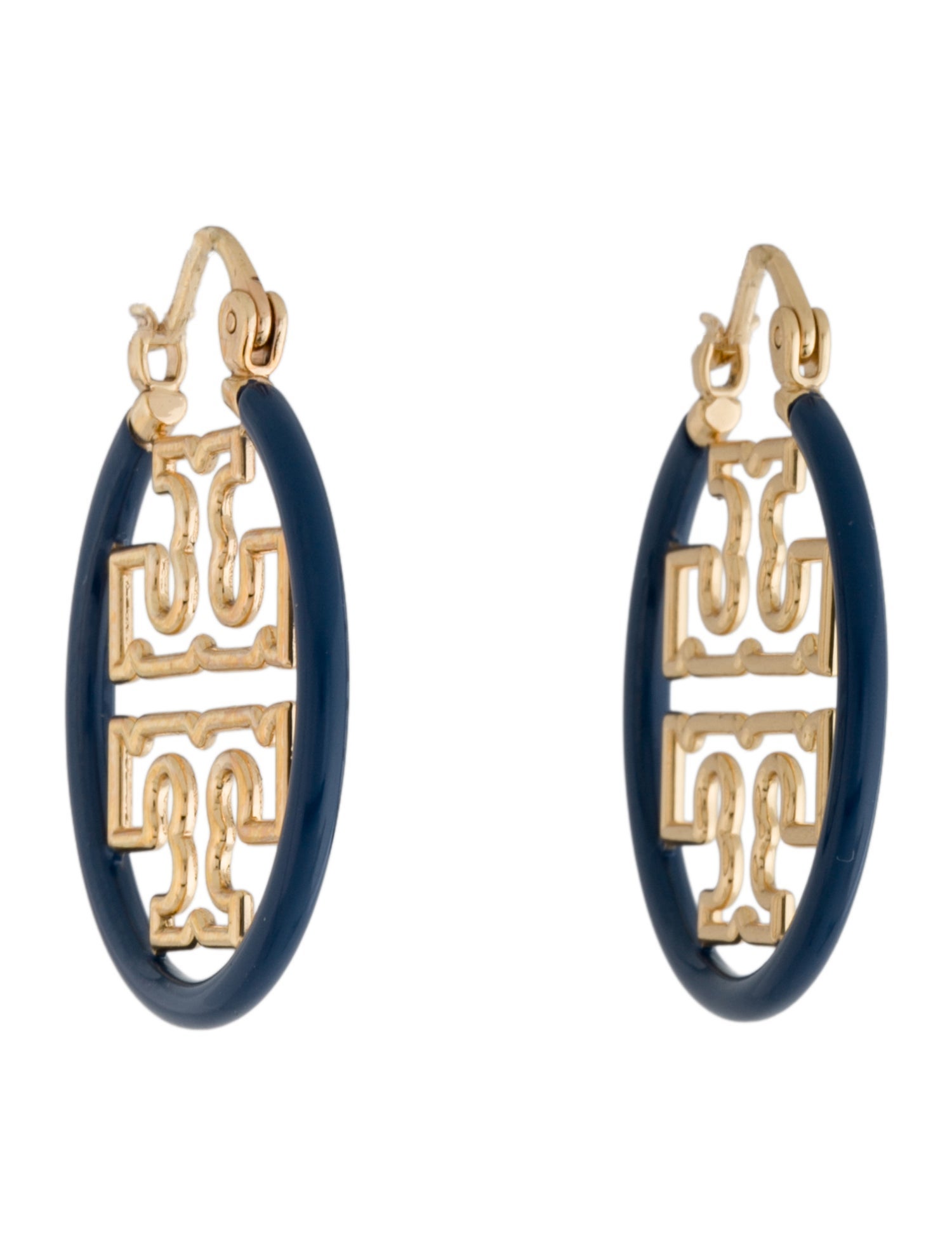 Tory Burch Enamel Miller Wire Small Hoop Earrings
