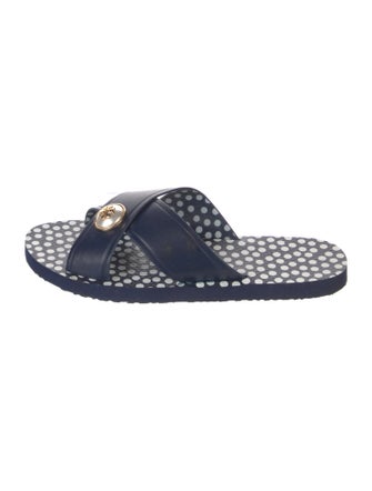 Tory Burch Leather Polka Dot Print Slides