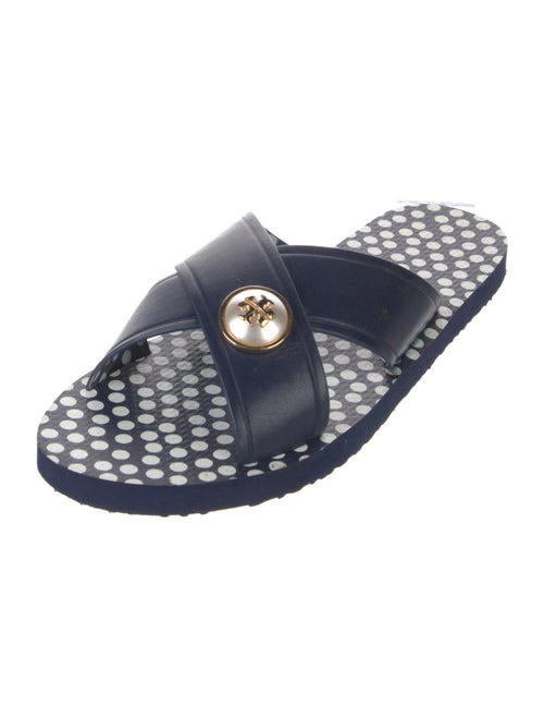 Tory Burch Leather Polka Dot Print Slides