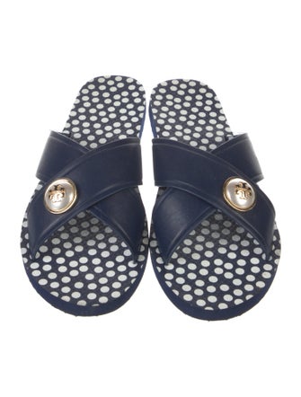 Tory Burch Leather Polka Dot Print Slides