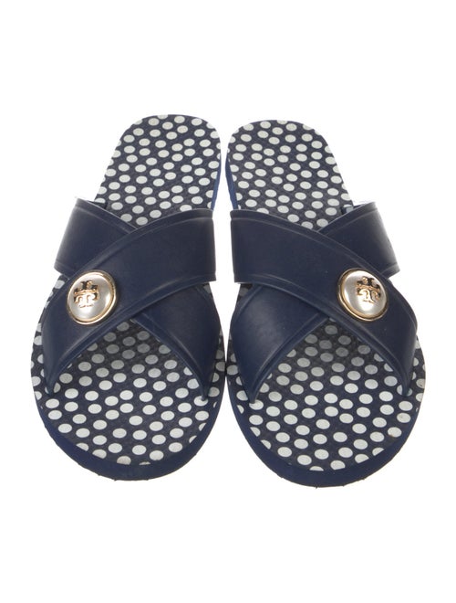 Tory Burch Leather Polka Dot Print Slides