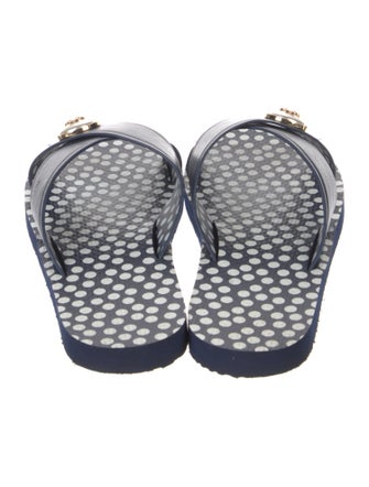 Tory Burch Leather Polka Dot Print Slides