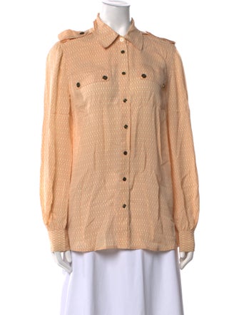 Tory Burch Silk Long Sleeve Button-Up Top