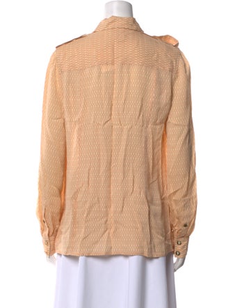Tory Burch Silk Long Sleeve Button-Up Top