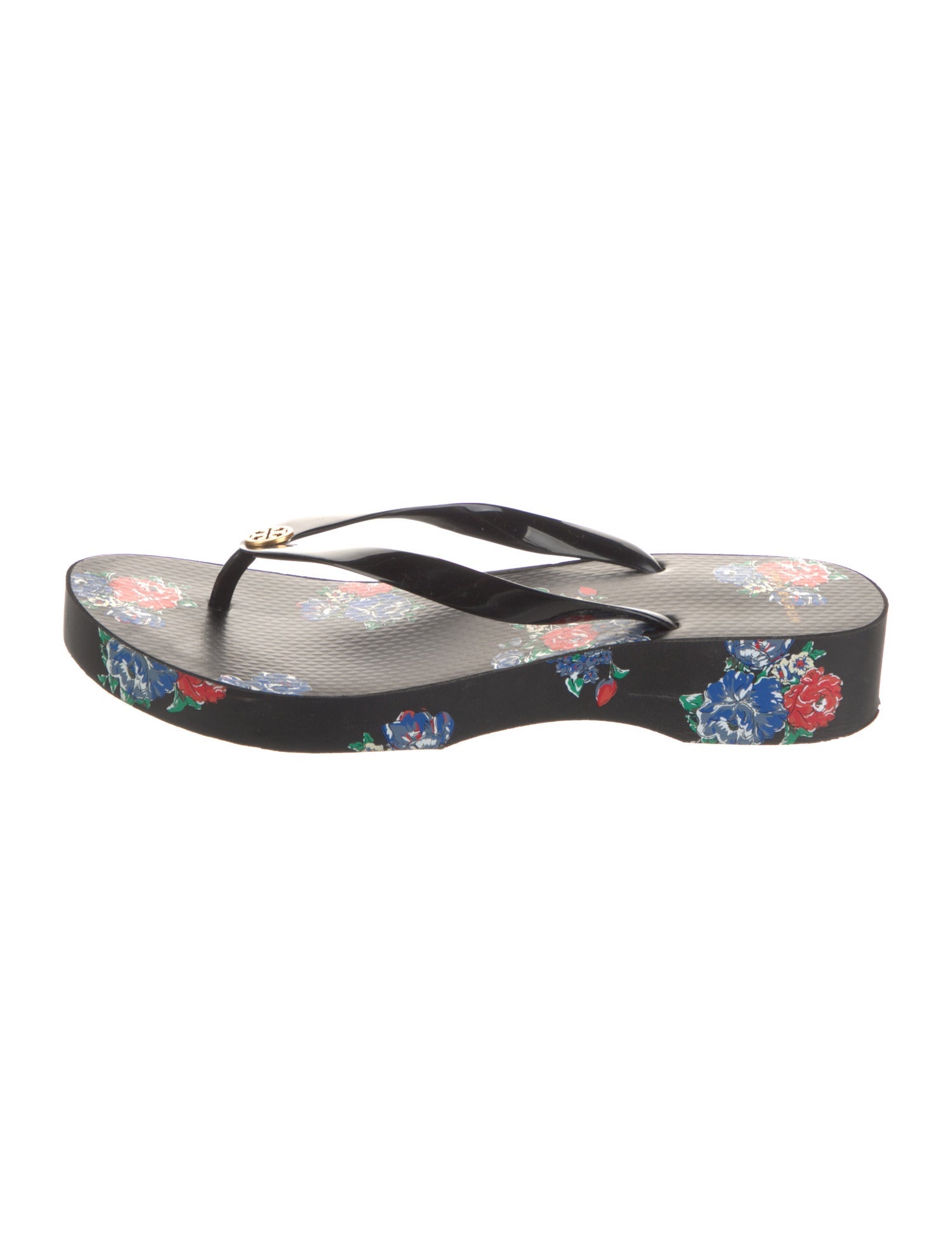 Tory Burch Rubber Floral Print Flip Flops
