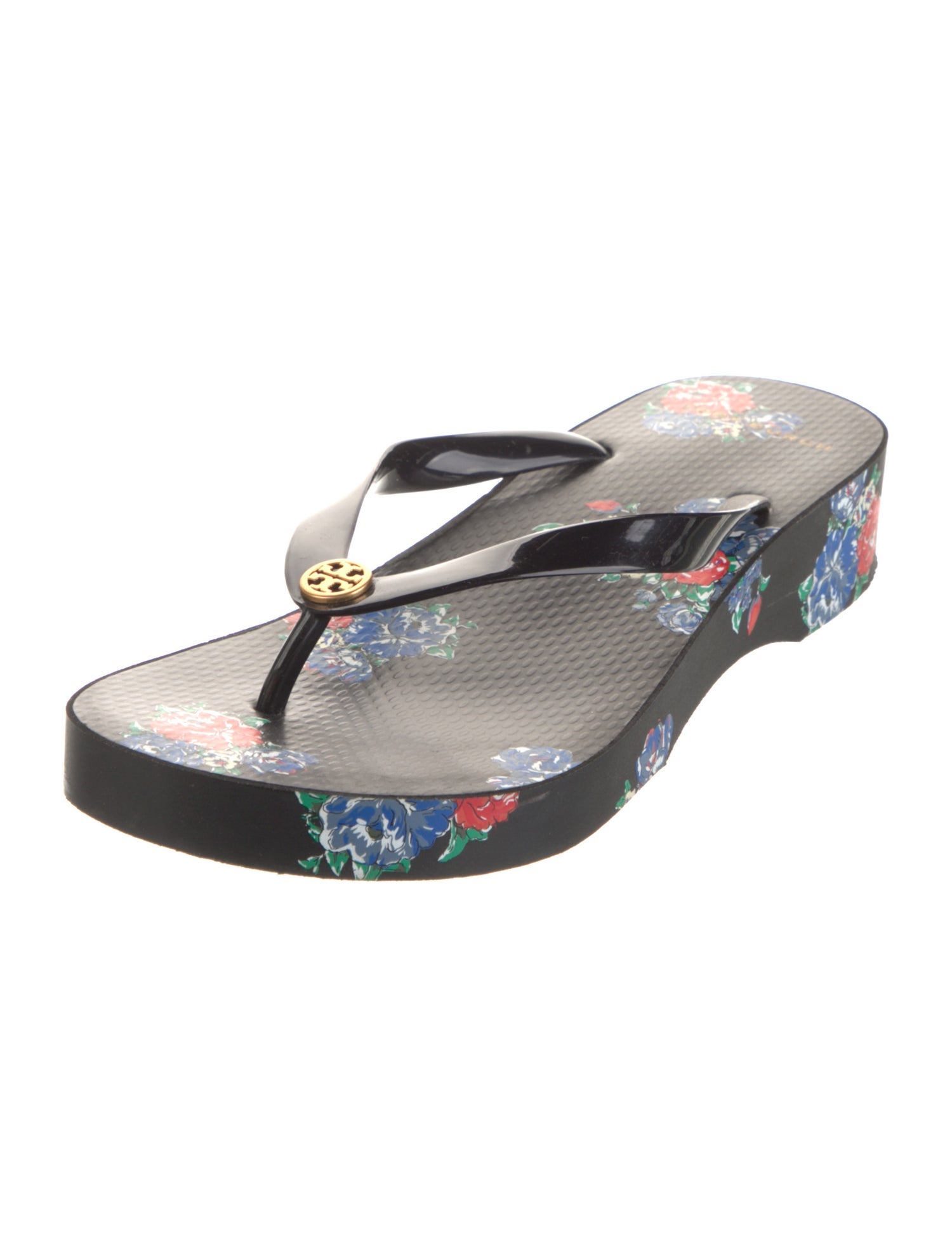 Tory Burch Rubber Floral Print Flip Flops