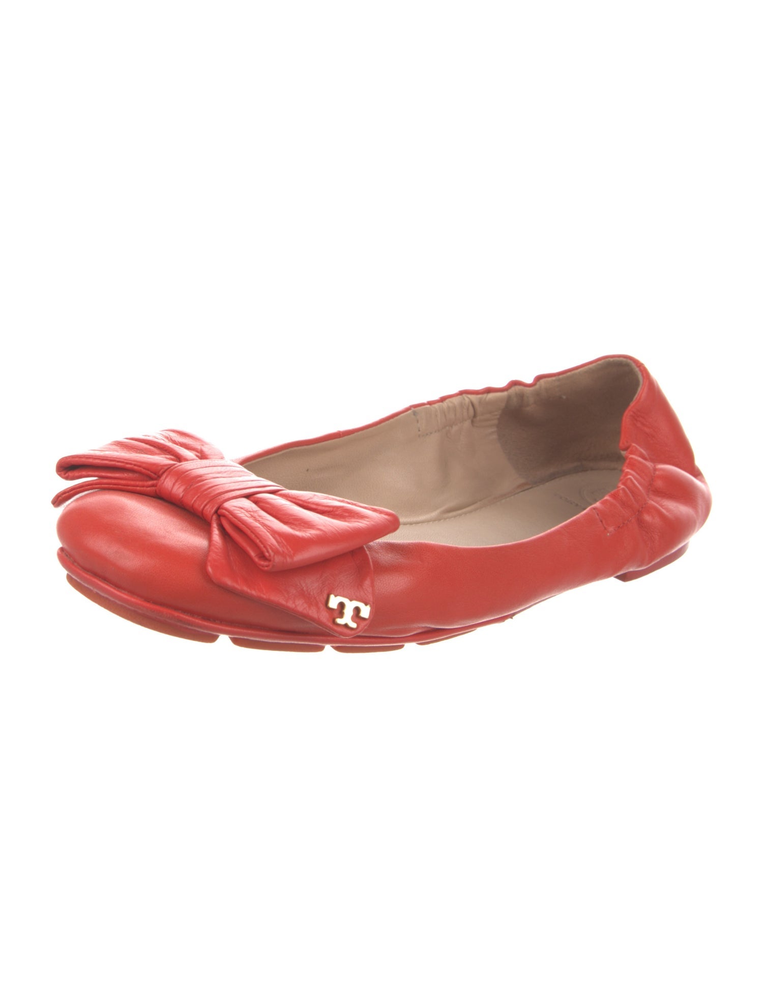 Tory Burch Leather Bow Accents Ballet Flats
