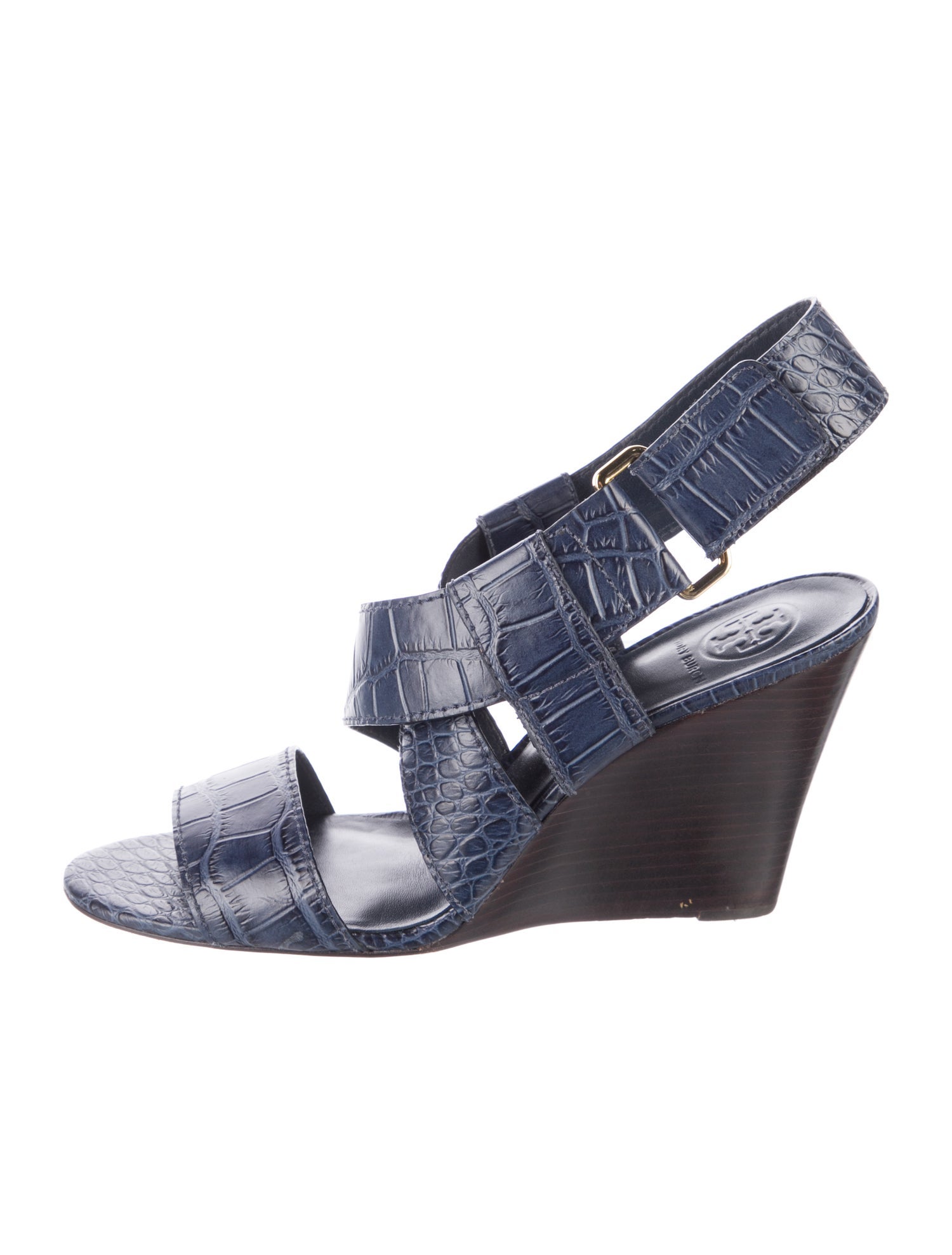 Tory Burch Embossed Leather Slingback Sandals