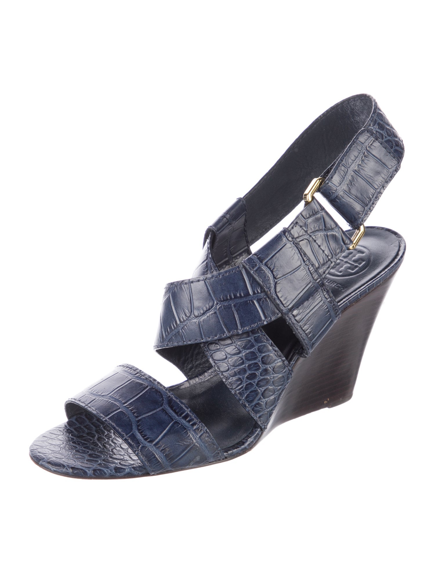 Tory Burch Embossed Leather Slingback Sandals