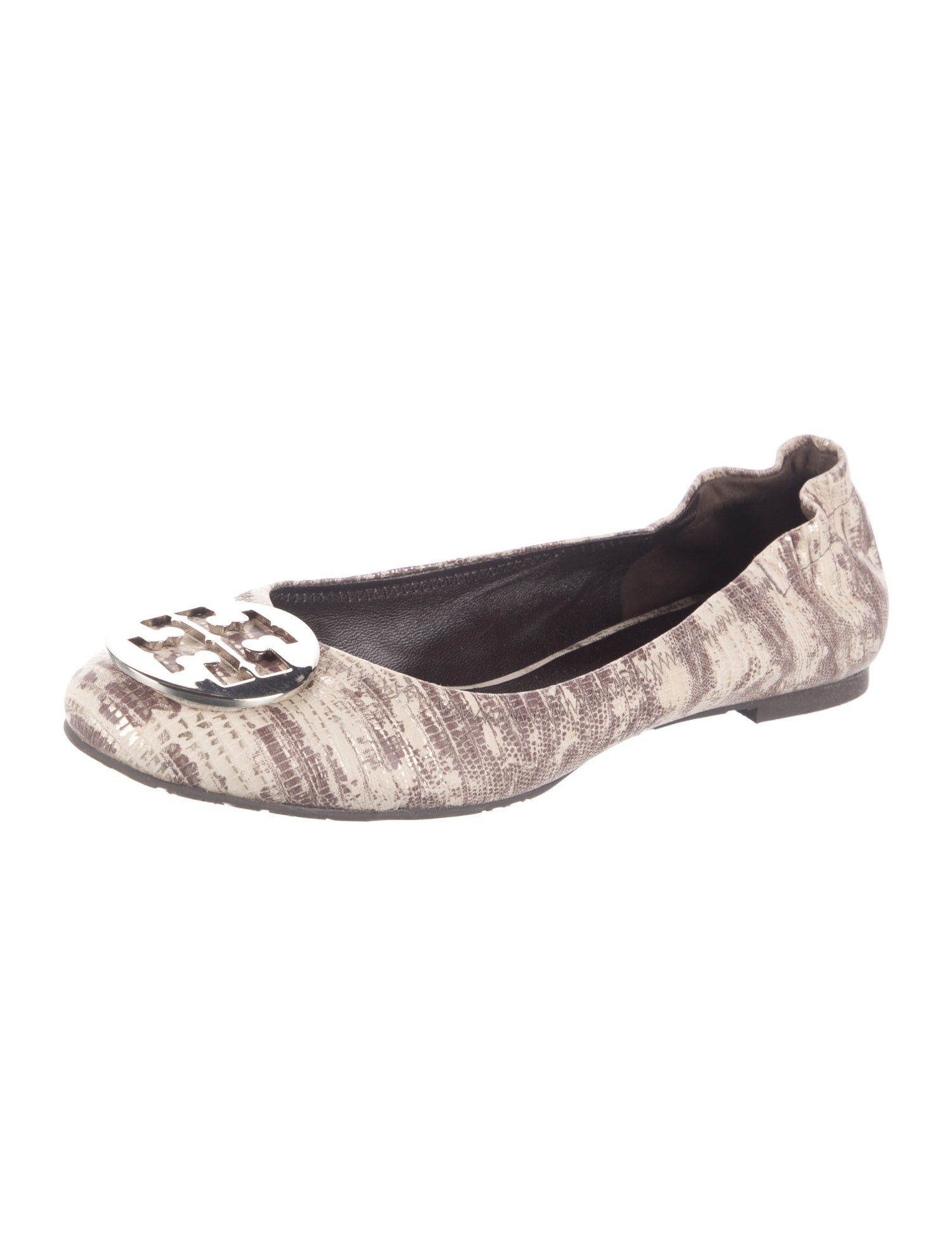 Tory Burch Embossed Leather Printed Ballet Flats