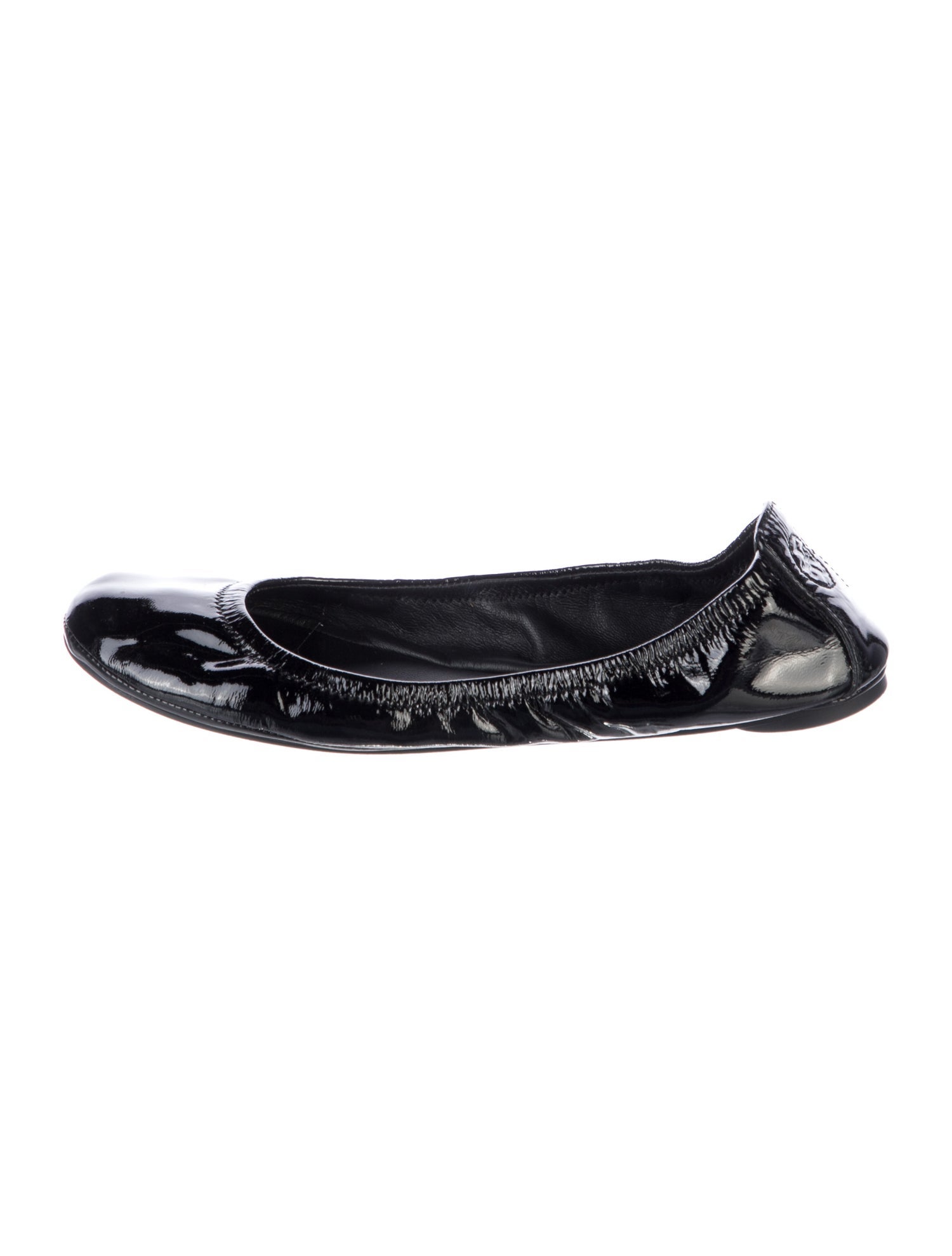 Tory Burch Patent Leather Ruffle Embellishment Ballet Flats