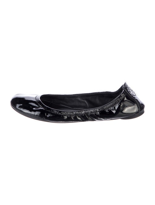 Tory Burch Patent Leather Ruffle Embellishment Ballet Flats