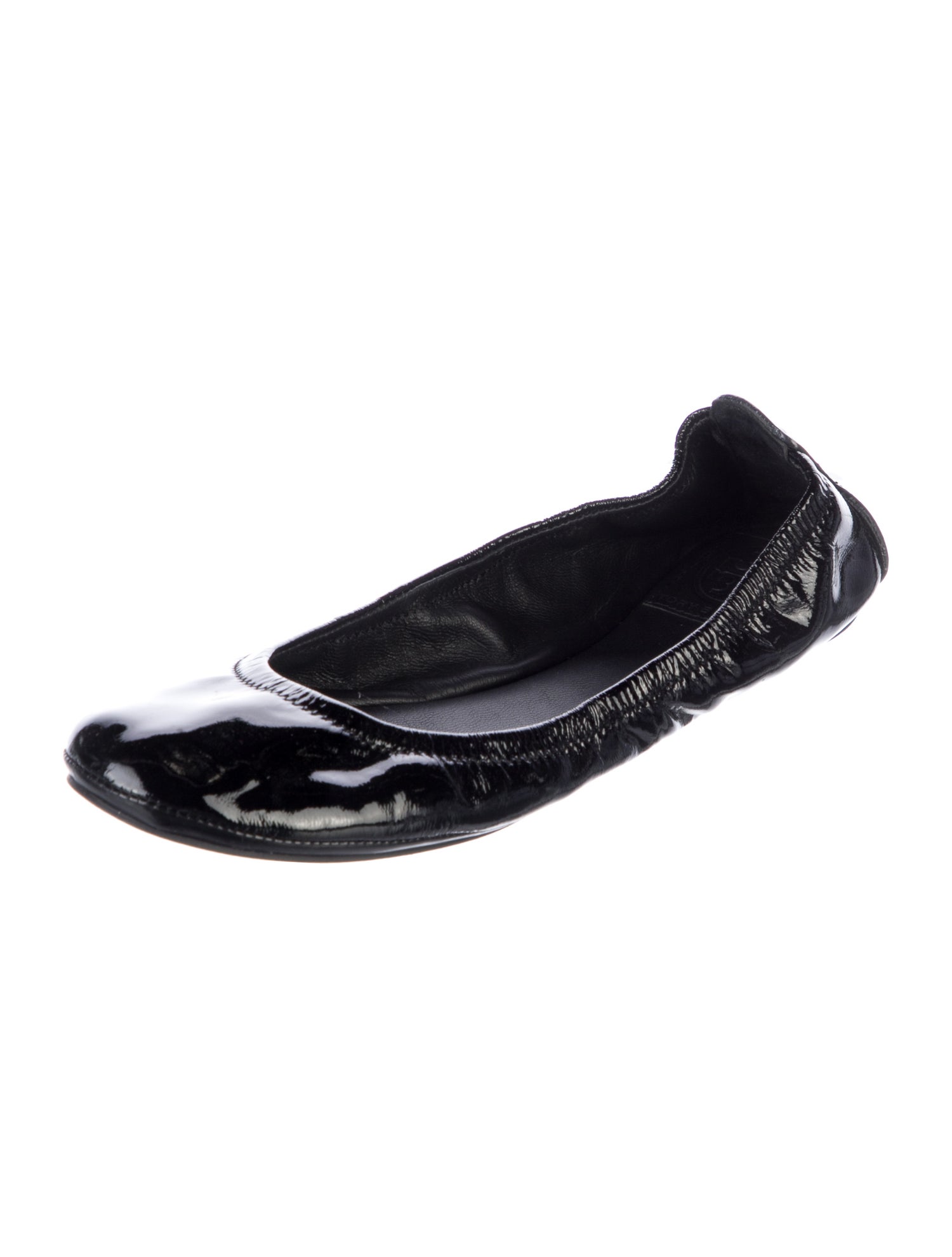 Tory Burch Patent Leather Ruffle Embellishment Ballet Flats