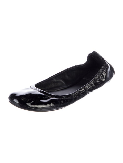 Tory Burch Patent Leather Ruffle Embellishment Ballet Flats