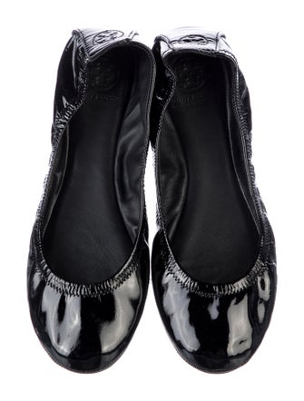 Tory Burch Patent Leather Ruffle Embellishment Ballet Flats