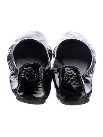 Tory Burch Patent Leather Ruffle Embellishment Ballet Flats
