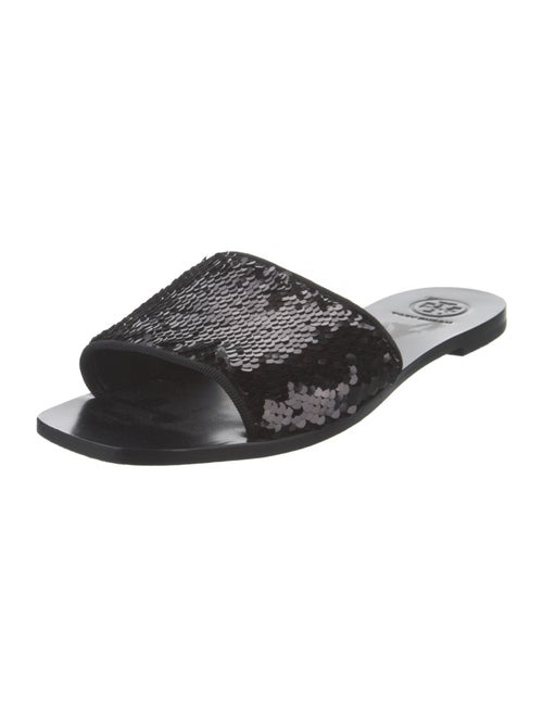 Tory Burch Leather Sequin Embellishments Slides