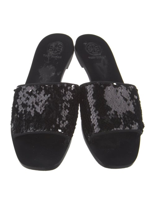 Tory Burch Leather Sequin Embellishments Slides