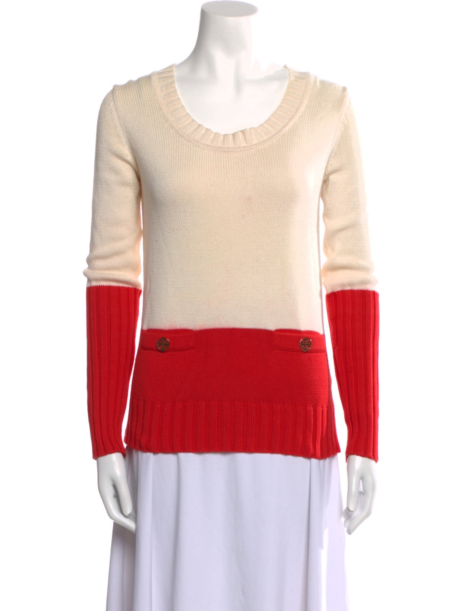Tory Burch Striped Scoop Neck Sweater
