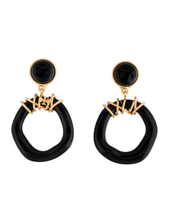 Tory Burch Resin Wire Wrapped Door Knocker Drop Clip-On Earrings