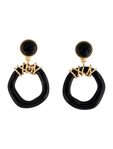 Tory Burch Clip-On Resin Wire Wrapped Door Knocker Drop Earrings