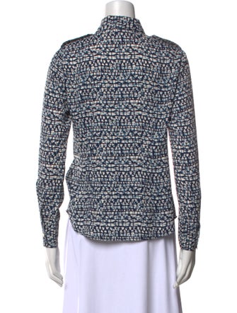 Tory Burch Printed Mock Neck Button-Up Top