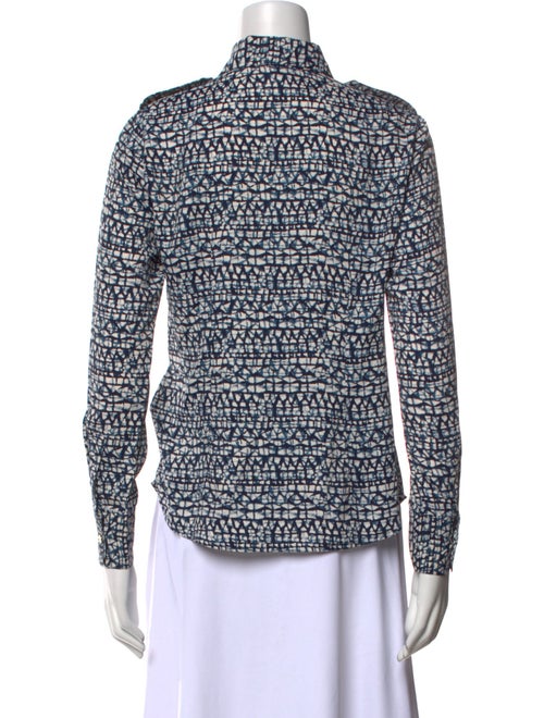 Tory Burch Printed Mock Neck Button-Up Top