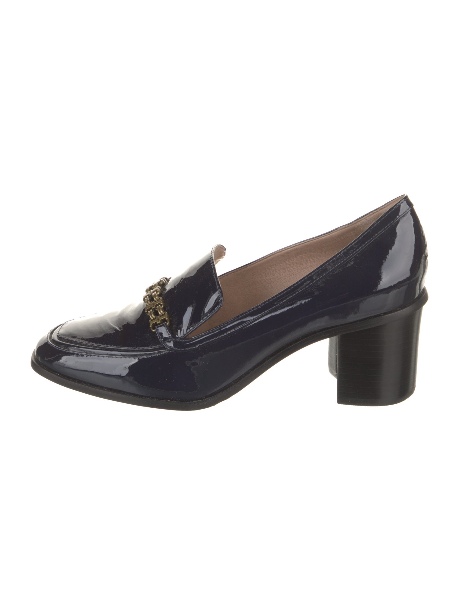 Tory Burch Patent Leather Chain-Link Accents Pumps