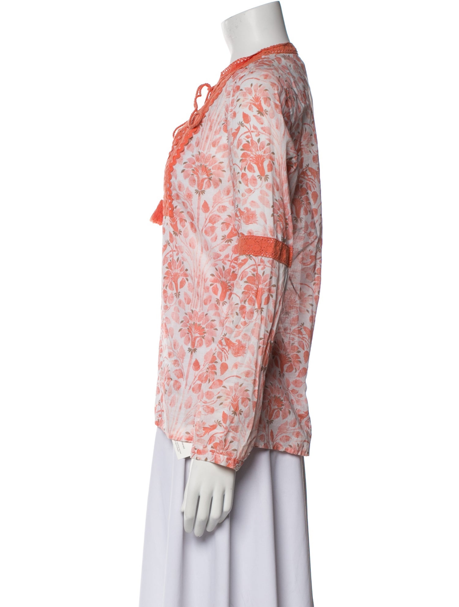 Tory Burch Floral Print Mock Neck Blouse
