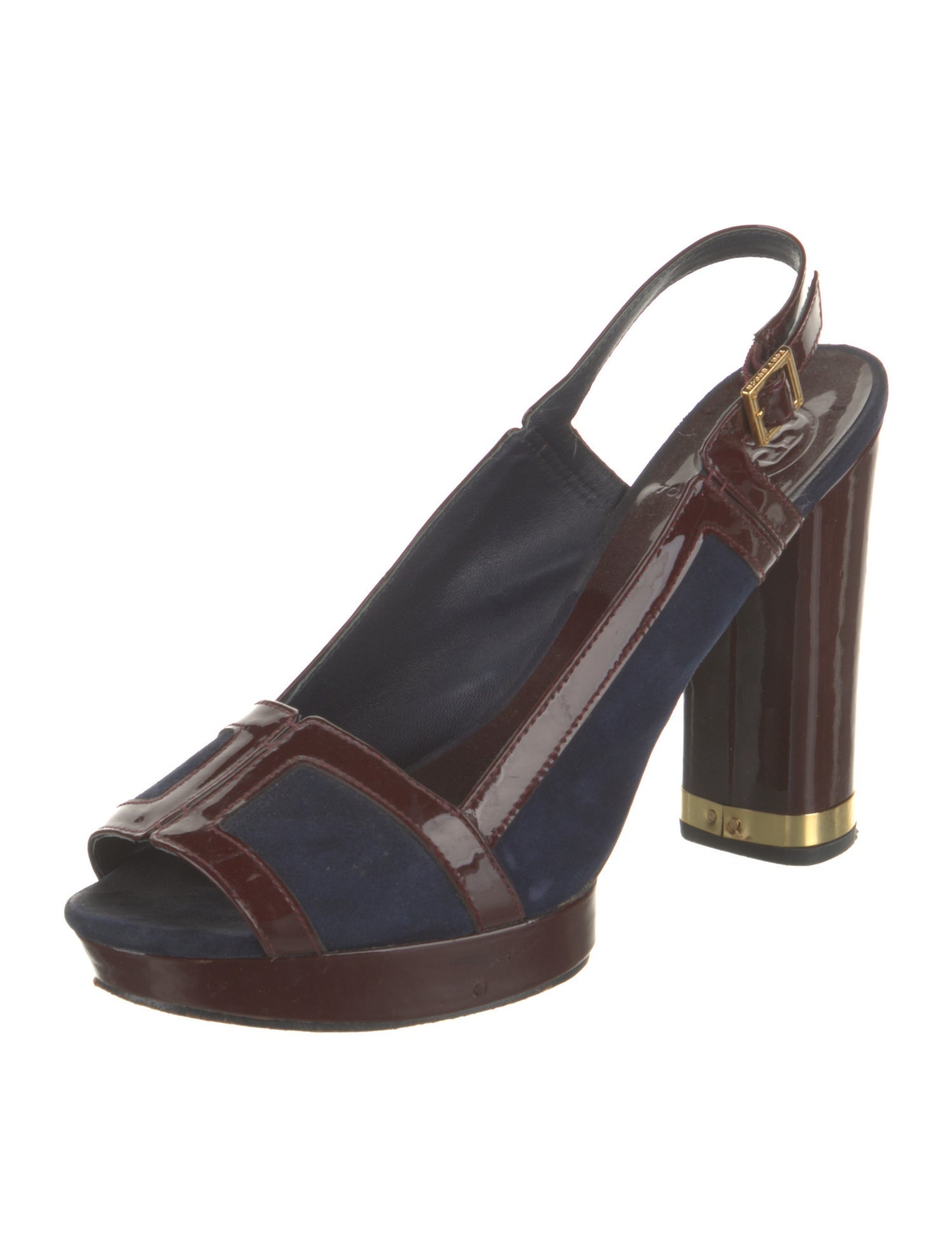 Tory Burch Suede Colorblock Pattern Slingback Pumps