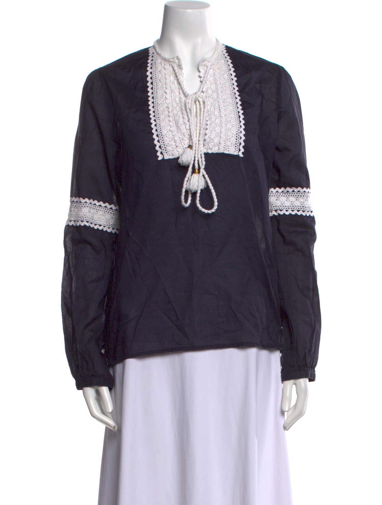 Tory Burch V-Neck Long Sleeve Blouse