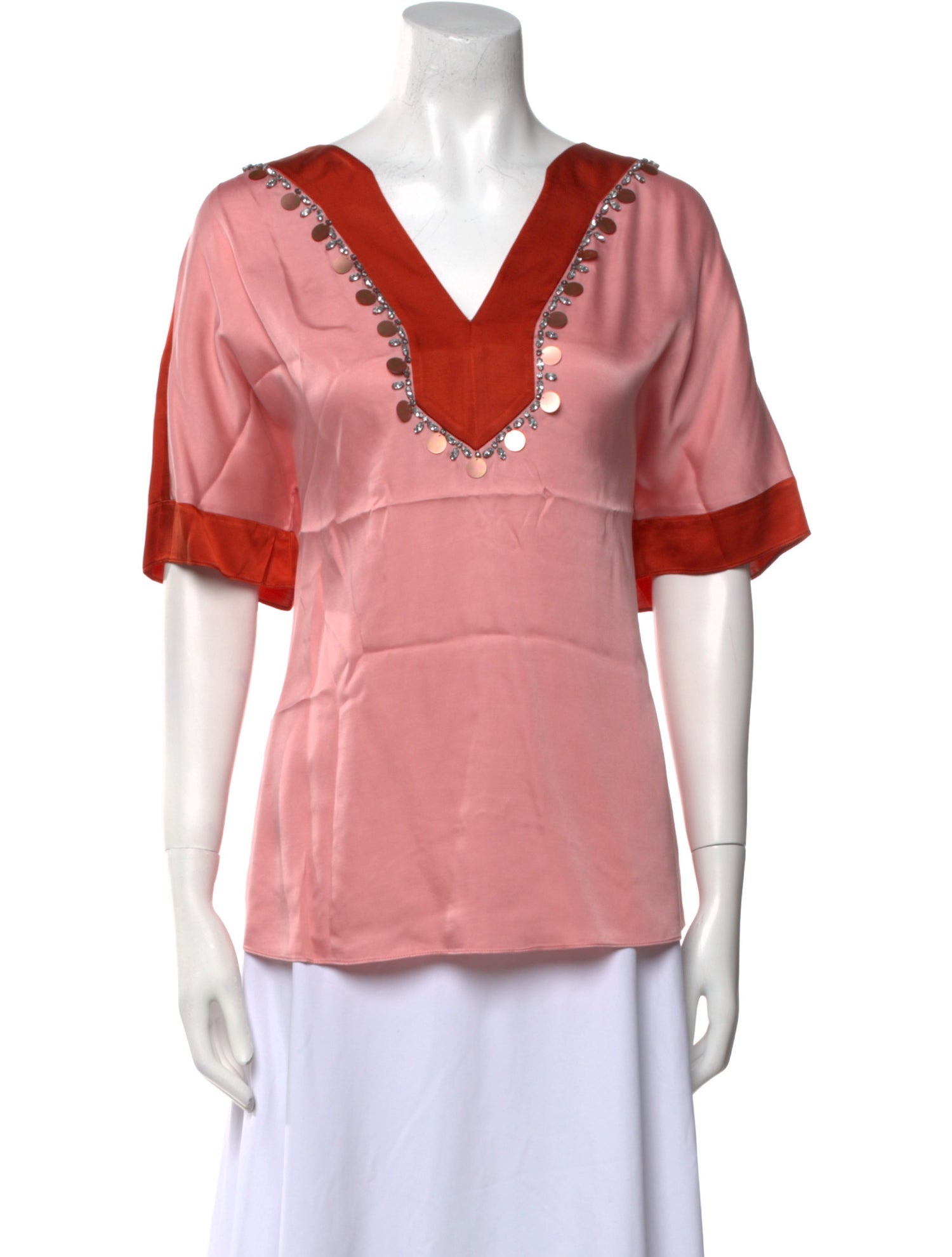 Tory Burch V-Neck Short Sleeve Top