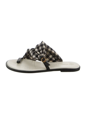 Tory Burch Nylon Plaid Print Slides