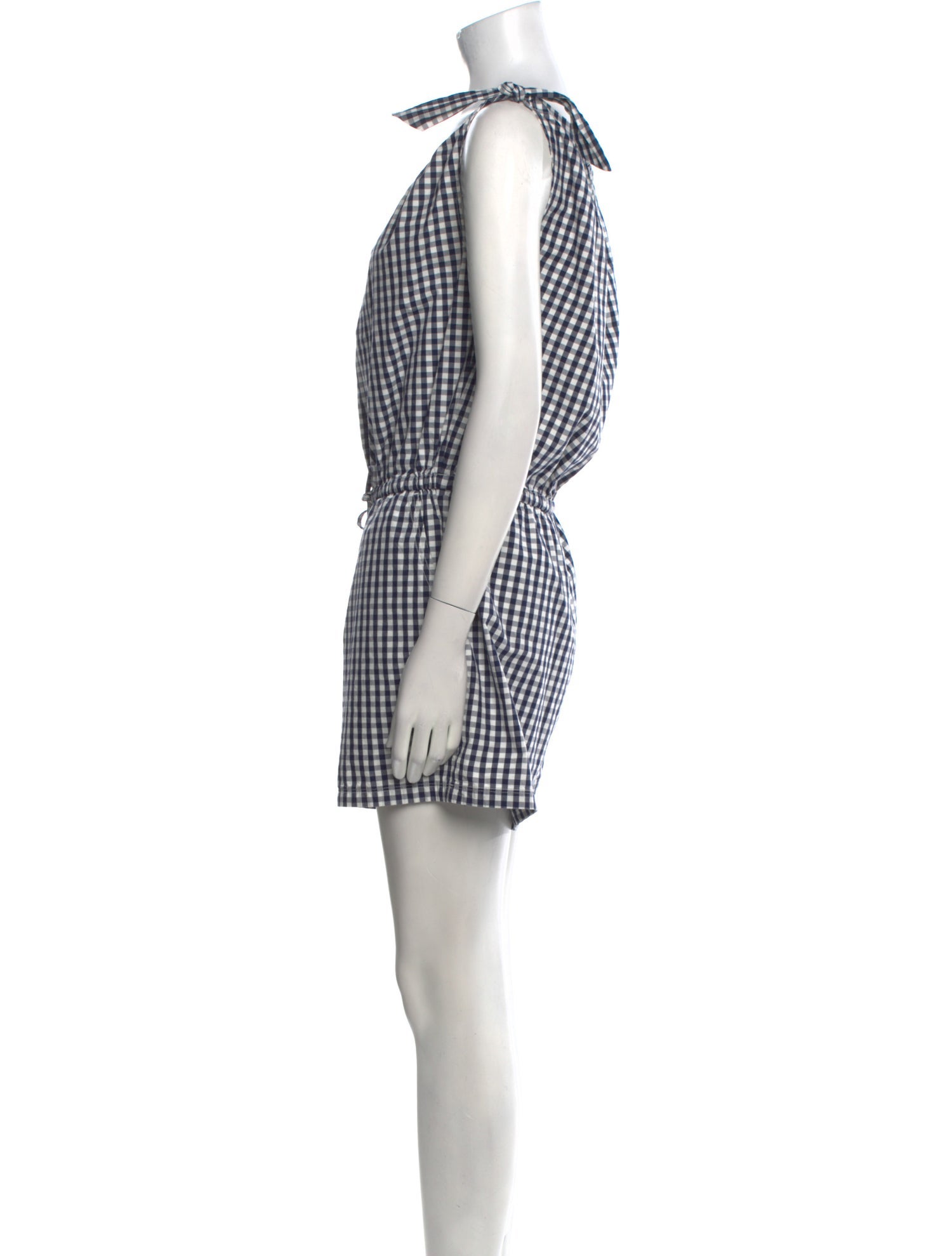 Tory Burch Plaid Print Scoop Neck Romper