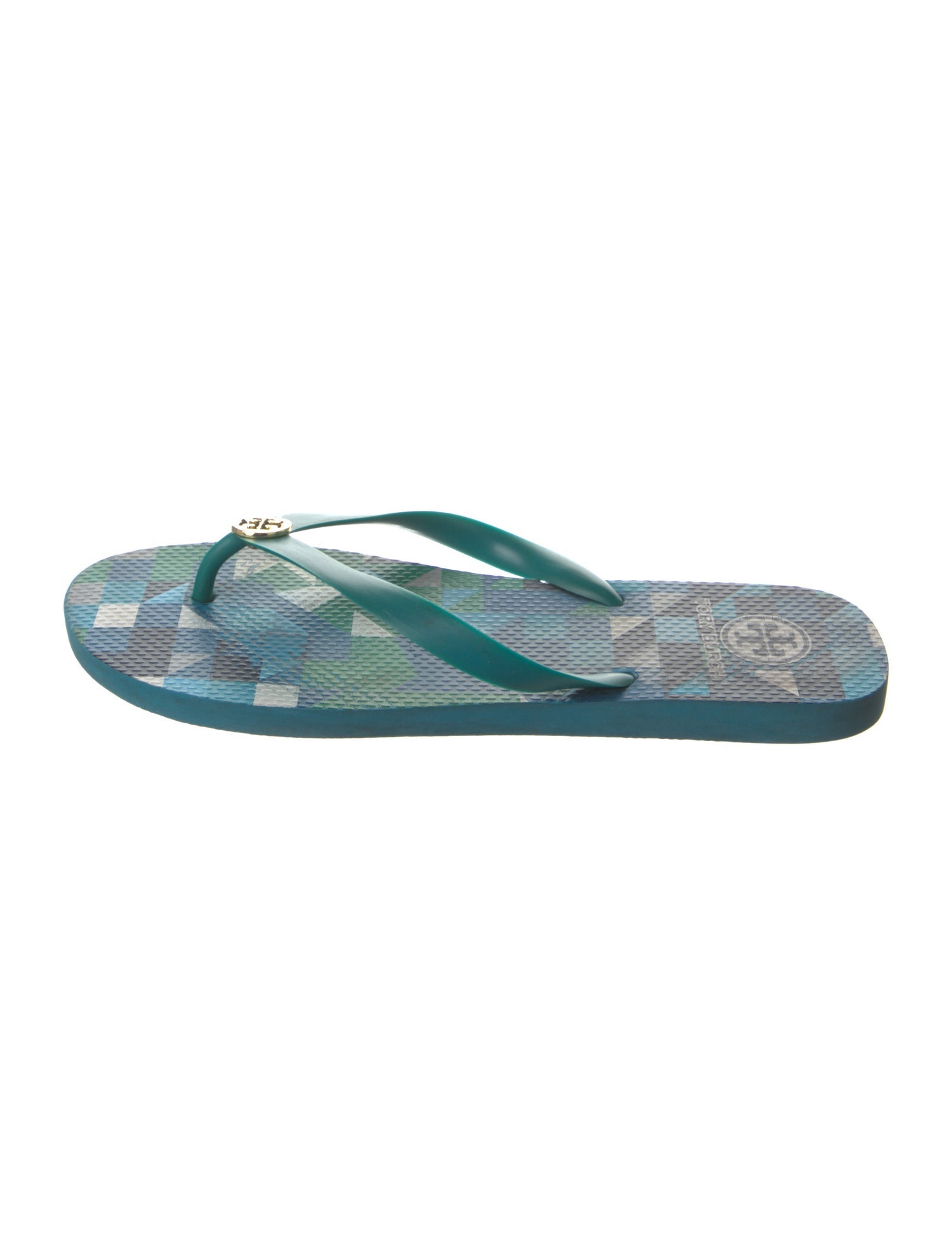 Tory Burch Rubber Colorblock Pattern Flip Flops